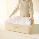 Ocean Home Textile 4'lü Bej Balıksırtı Baza Altı Hurç Set 2 Adet 62 X 46 X 22 / 2 Adet 74 X 46 X 22 Cm