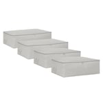 Ocean Home Textile 4'lü Gri Balıksırtı Baza Altı Hurç Set 2 Adet 62 X 46 X 22 / 2 Adet 74 X 46 X 22 Cm