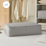 Ocean Home Textile 4'lü Mega Boy Gri Balıksırtı Baza Altı Hurç Set 74 X 46 X 22 Cm
