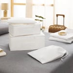 Ocean Home Textile 4'lü Yıkanabilir Beyaz Renk Paraşüt Kumaş Bavul İçi Organizer Set