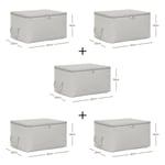 Ocean Home Textile 5'li Küçük Boy Gri Balıksırtı Hurç Set 30 X 22 X 18 Cm
