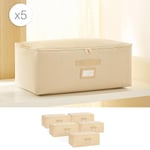 Ocean Home Textile 5'li Orta Boy Bej Balıksırtı Hurç Set 52 X 28 X 21 Cm