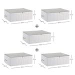 Ocean Home Textile 5'li Orta Boy Gri Çizgili Stuff & Things Hurç Set 52 X 28 X 21 Cm