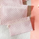 Ocean Home Textile 5'li Su Geçirmez Pvc Astarlı Pembe Dama Desen Islak Kuru Çanta Seti 20 X 13 / 24 X 20 / 30 X 24 / 28 X 30 / 30