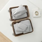 Ocean Home Textile 6'lı Gri Balıksırtı Bavul İçi Düzenleyici Set