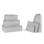 Ocean Home Textile 6'lı Gri Balıksırtı Bavul İçi Düzenleyici Set