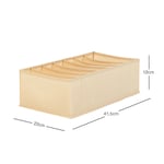 Ocean Home Textile 7 Bölmeli Bej Balıksırtı Çekmece Düzenleyici 22 X 41,5 X 12 Cm