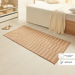 Ocean Home Textile Bej Renk Çizgi Desenli Şönil Halı Kilim 80 X 150 Cm