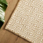Ocean Home Textile Ekru Renk Karo Desenli Jüt Halı Kilim 80 X 150 Cm