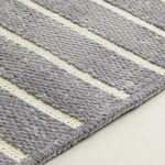 Ocean Home Textile Gri Renk Çizgi Desenli Şönil Halı Kilim 120 X 180 Cm