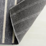 Ocean Home Textile Gri Renk Çizgi Desenli Şönil Halı Kilim 80 X 150 Cm