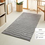 Ocean Home Textile Gri Renk Çizgi Desenli Şönil Halı Kilim 80 X 150 Cm