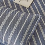 Ocean Home Textile Pamuklu Kapitoneli Lacivert Renk Çizgi Desen Çift Kişilik Yatak Örtüsü Seti 1 Adet 250 X 230 / 2 Adet 50 X 70 C