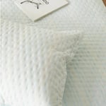 Ocean Home Textile Pamuklu Kapitoneli Açık Mavi Renk Çizgi Desen Çift Kişilik Yatak Örtüsü Seti 1 Adet 250 X 230 / 2 Adet 50 X 70