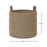 Ocean Home Textile Siyah Kırçıllı Jüt Halat Sepet 26 X 22 Cm