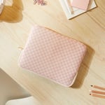 Ocean Home Textile Su İtici Leke Tutmaz Pembe Dama Desen Tablet Taşıma Çantası / Kılıfı 27 X 21 X 2 Cm