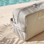 Ocean Home Textile Termal Astarlı Su İtici Leke Tutmaz Gri Renk Jüt Keten Makyaj İlaç Çantası 25 X 15 X 12.5 Cm