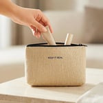 Ocean Home Textile Termal Yalıtımlı Jüt Keten Makyaj Çantası 15 X 11 X 6 Cm