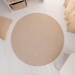Ocean Home Textile Yıkanabilir Bej Kırçıllı Pamuklu Halı Kilim Ø 120 Cm