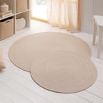 Ocean Home Textile Yıkanabilir Bej Kırçıllı Pamuklu Halı Kilim Ø 80 Cm
