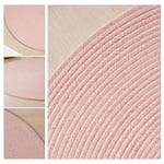 Ocean Home Textile Yıkanabilir Pembe Kırçıllı Pamuklu Halı Kilim Ø 80 Cm