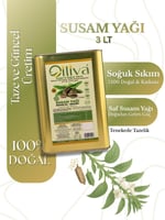 OILIVA%100 Doğal Susam Yağı 3 Litre – Soğuk Sıkım, Katkısız, Saf Susam Yağı – Yemeklik, Salata, Cilt & Saç Bakımı – Premium Kalite Teneke Ambalaj