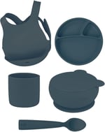 OiOi Deep Blue Beşli Set (önlük+tabak+kase+bardak+kaşık)