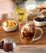 OJA Çift Duvar Cam Kahve Kupaları 4'lü Set, Elle Üflemeli 354 ml Şeffaf Cam Kahve Fincanı, Yalıtımlı Çay Kupası, Espresso, Cappuccino, Latte, Amerikan, Çay Poşeti, İçecek, Babalar Günü Hediyesi için