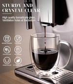 OJA Çift Duvar Cam Kahve Kupaları 4'lü Set, Elle Üflemeli 354 ml Şeffaf Cam Kahve Fincanı, Yalıtımlı Çay Kupası, Espresso, Cappuccino, Latte, Amerikan, Çay Poşeti, İçecek, Babalar Günü Hediyesi için