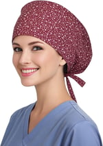 Okanmed Bordo Desenli Doktor Hemşire Aşçı Cerrahi Bone Hastane Bone Bandana M394