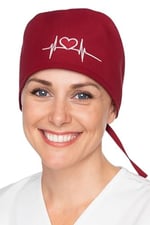 Okanmed Kalp Atışlı Bordo Desenli Doktor Hemşire Aşçı Cerrahi Bone Hastane Bone Bandana M410