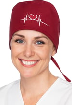 Okanmed Kalp Atışlı Bordo Desenli Doktor Hemşire Aşçı Cerrahi Bone Hastane Bone Bandana M410