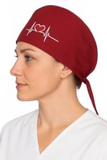 Okanmed Kalp Atışlı Bordo Desenli Doktor Hemşire Aşçı Cerrahi Bone Hastane Bone Bandana M410