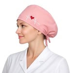 Okanmed Kalp Atışlı Pembe Desenli Doktor Hemşire Aşçı Cerrahi Bone Hastane Bone Bandana M406