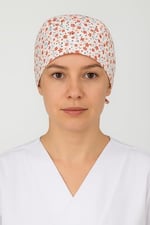 Okanmed Kırmızı Çiçekli Doktor Hemşire Aşçı Cerrahi Bone Hastane Bone Bandana M454