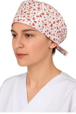 Okanmed Kırmızı Çiçekli Doktor Hemşire Aşçı Cerrahi Bone Hastane Bone Bandana M454