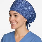 Okanmed Mavi Desenli Doktor Hemşire Aşçı Cerrahi Bone Hastane Bone Bandana M345