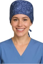 Okanmed Mavi Desenli Doktor Hemşire Aşçı Cerrahi Bone Hastane Bone Bandana M345