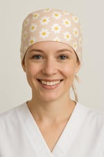 Okanmed Papatyalı Krem Doktor Hemşire Aşçı Cerrahi Bone Hastane Bone Bandana M449