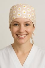 Okanmed Papatyalı Krem Doktor Hemşire Aşçı Cerrahi Bone Hastane Bone Bandana M449