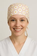 Okanmed Papatyalı Krem Doktor Hemşire Aşçı Cerrahi Bone Hastane Bone Bandana M449