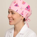 Okanmed Pembe Desenli Doktor Hemşire Aşçı Cerrahi Bone Hastane Bone Bandana M401