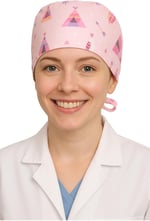 Okanmed Pembe Desenli Doktor Hemşire Aşçı Cerrahi Bone Hastane Bone Bandana M401