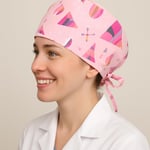 Okanmed Pembe Desenli Doktor Hemşire Aşçı Cerrahi Bone Hastane Bone Bandana M401