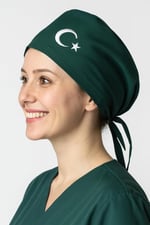 Okanmed Türk Bayraklı Yeşil Doktor Hemşire Aşçı Cerrahi Bone Hastane Bone Bandana M249