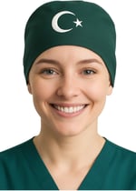 Okanmed Türk Bayraklı Yeşil Doktor Hemşire Aşçı Cerrahi Bone Hastane Bone Bandana M249