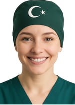 Okanmed Türk Bayraklı Yeşil Doktor Hemşire Aşçı Cerrahi Bone Hastane Bone Bandana M249