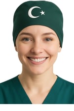 Okanmed Türk Bayraklı Yeşil Doktor Hemşire Aşçı Cerrahi Bone Hastane Bone Bandana M249