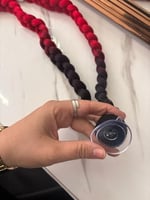 Ombre Kask Saçı, Kırmızı-Siyah Örgülü Motosiklet Saçı, Degrade Renk Geçişli Kask Aksesuarı, Yapışkanlı Uçlu