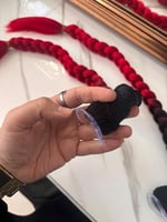 Ombre Kask Saçı, Kırmızı-Siyah Örgülü Motosiklet Saçı, Degrade Renk Geçişli Kask Aksesuarı, Yapışkanlı Uçlu